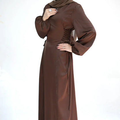 Robe Abaya en satin pour femmes musulmanes