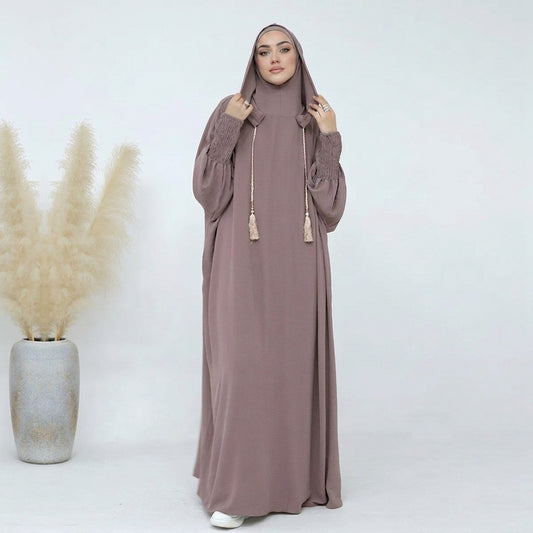 Robe de prière Abaya à capuche en coton mélangé Jilbab Vêtements Halal