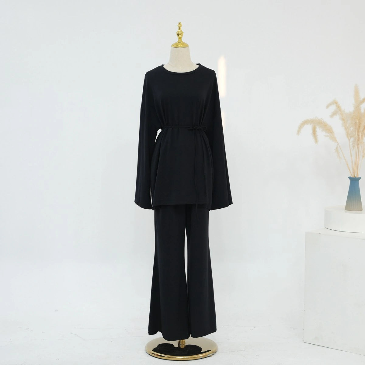 Muslim Women Daily Wear 2 Pieces Set Tops And Pants Suit Set #251131