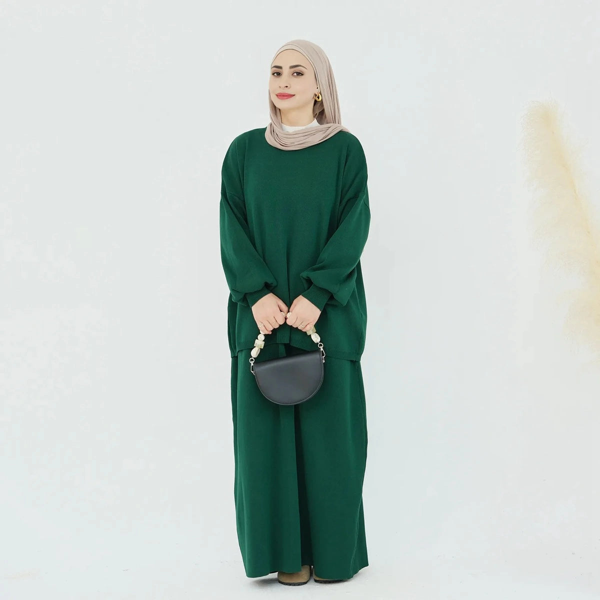 Ensemble 2 pièces hiver-automne, haut tricoté et jupe, vêtements de mode modestes