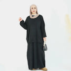 Ensemble 2 pièces hiver-automne, haut tricoté et jupe, vêtements de mode modestes