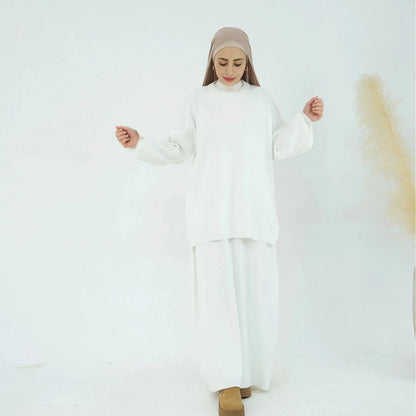 Ensemble 2 pièces hiver-automne, haut tricoté et jupe, vêtements de mode modestes