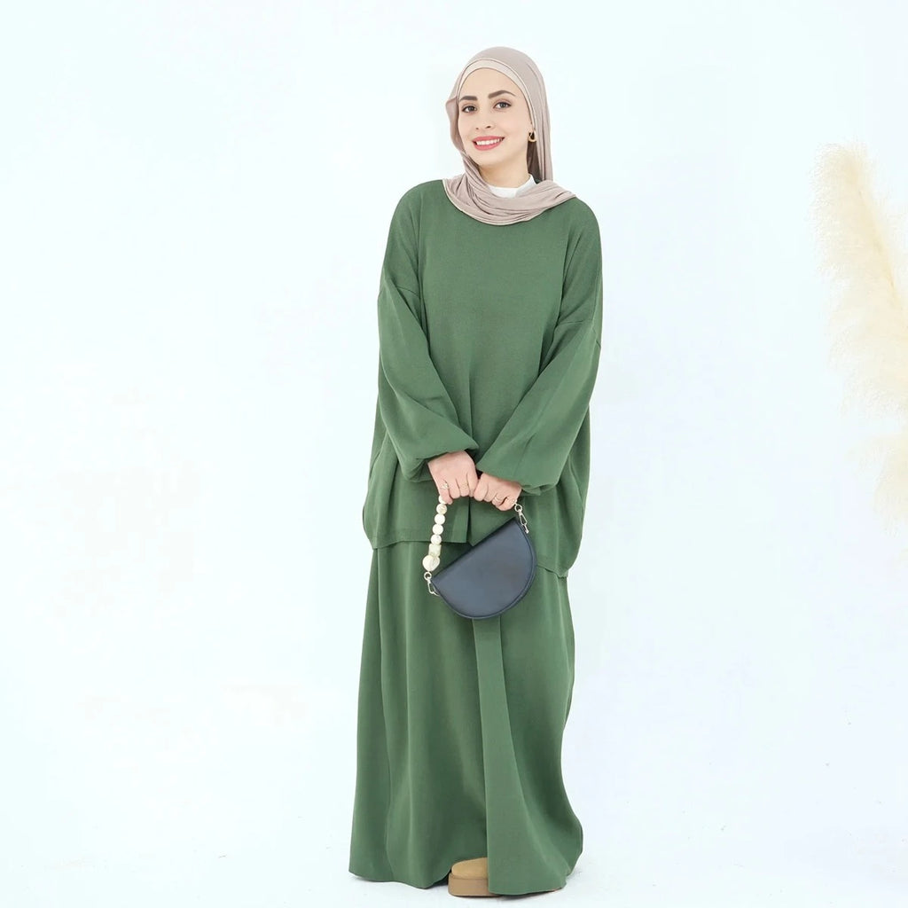 Ensemble 2 pièces hiver-automne, haut tricoté et jupe, vêtements de mode modestes