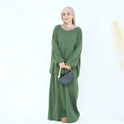 Ensemble 2 pièces hiver-automne, haut tricoté et jupe, vêtements de mode modestes