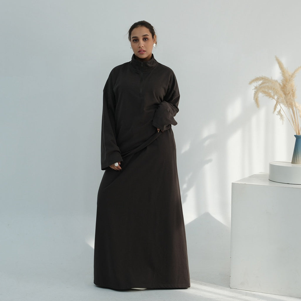 Muslim Women Winter Fall Cotton Co-ord Tops And Skirt Suit Set #251127