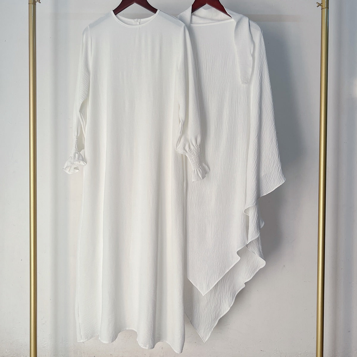 Ensemble 2 pièces Jilbab Robe de prière avec deux couches Khimar pour femmes arabes