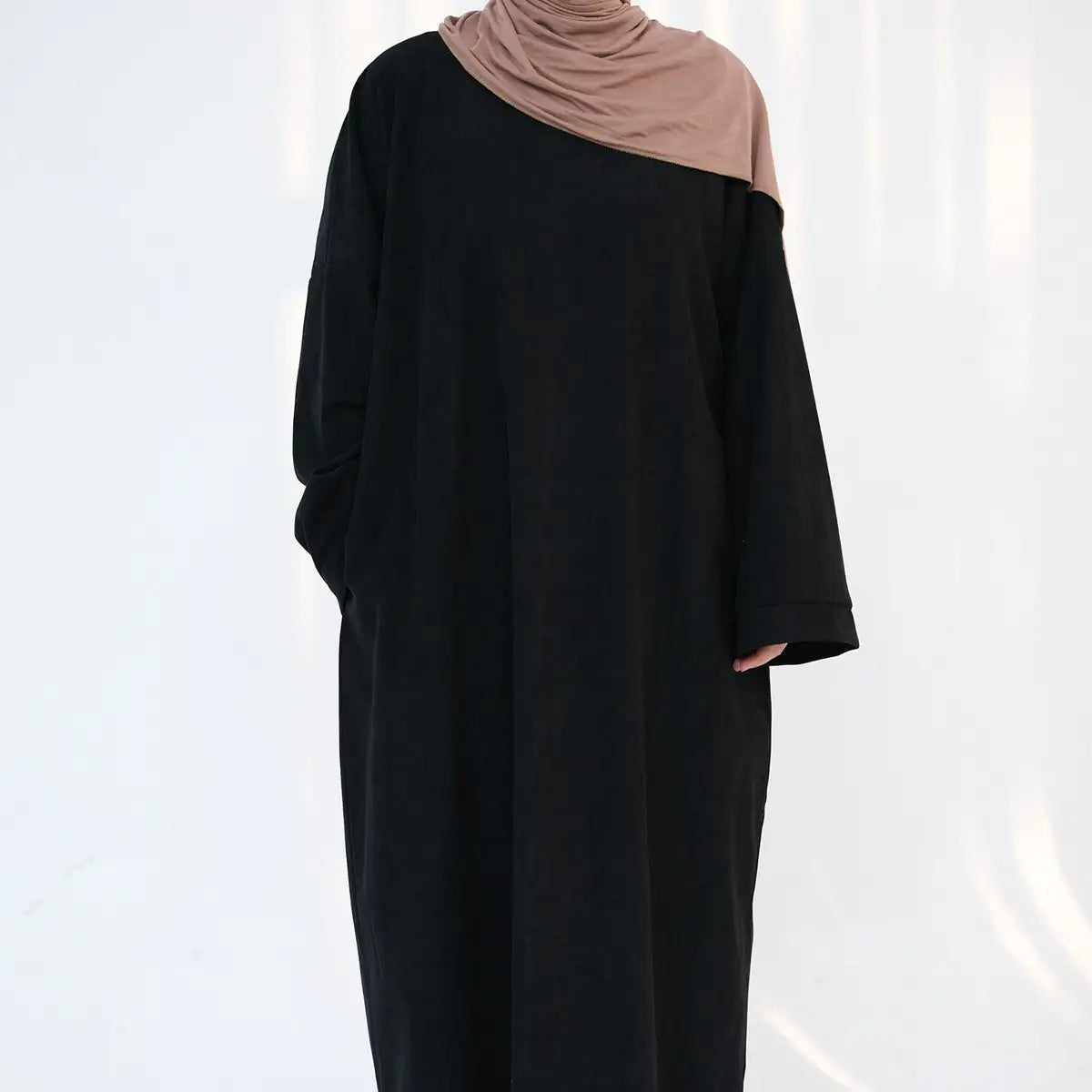 Robe Abaya en velours côtelé épais avec poche pour l'hiver et l'automne #24926