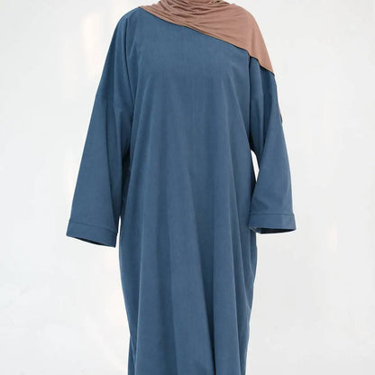 Robe Abaya en velours côtelé épais avec poche pour l'hiver et l'automne #24926