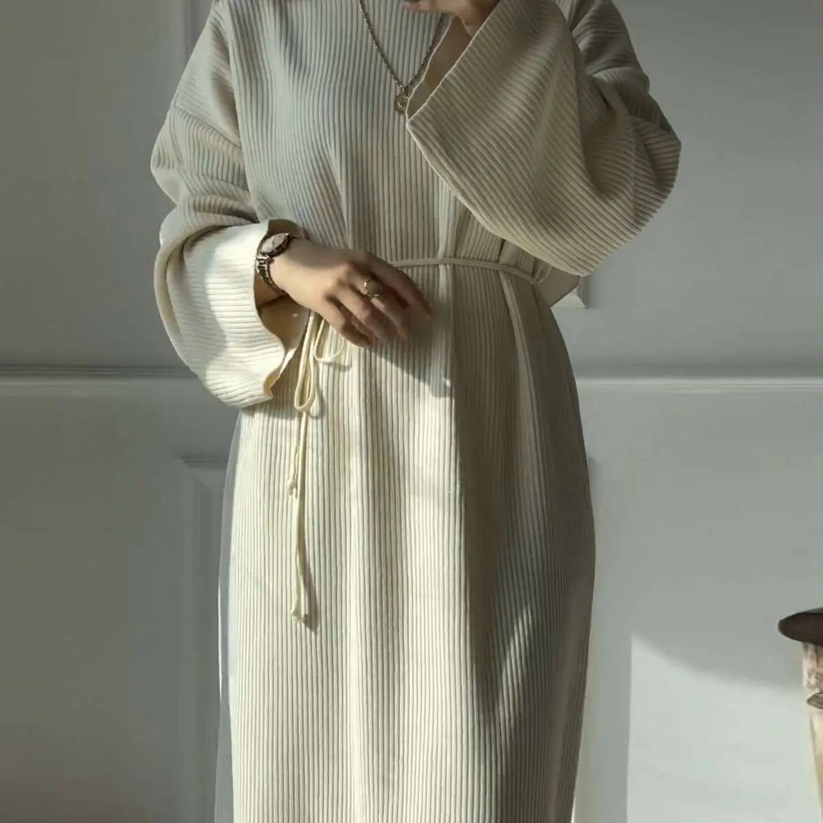 Robe Abaya en tricot épais pour l'hiver et l'automne #24930