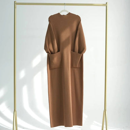 Robe Abaya épaisse en tricot pour l'hiver et l'automne #24917
