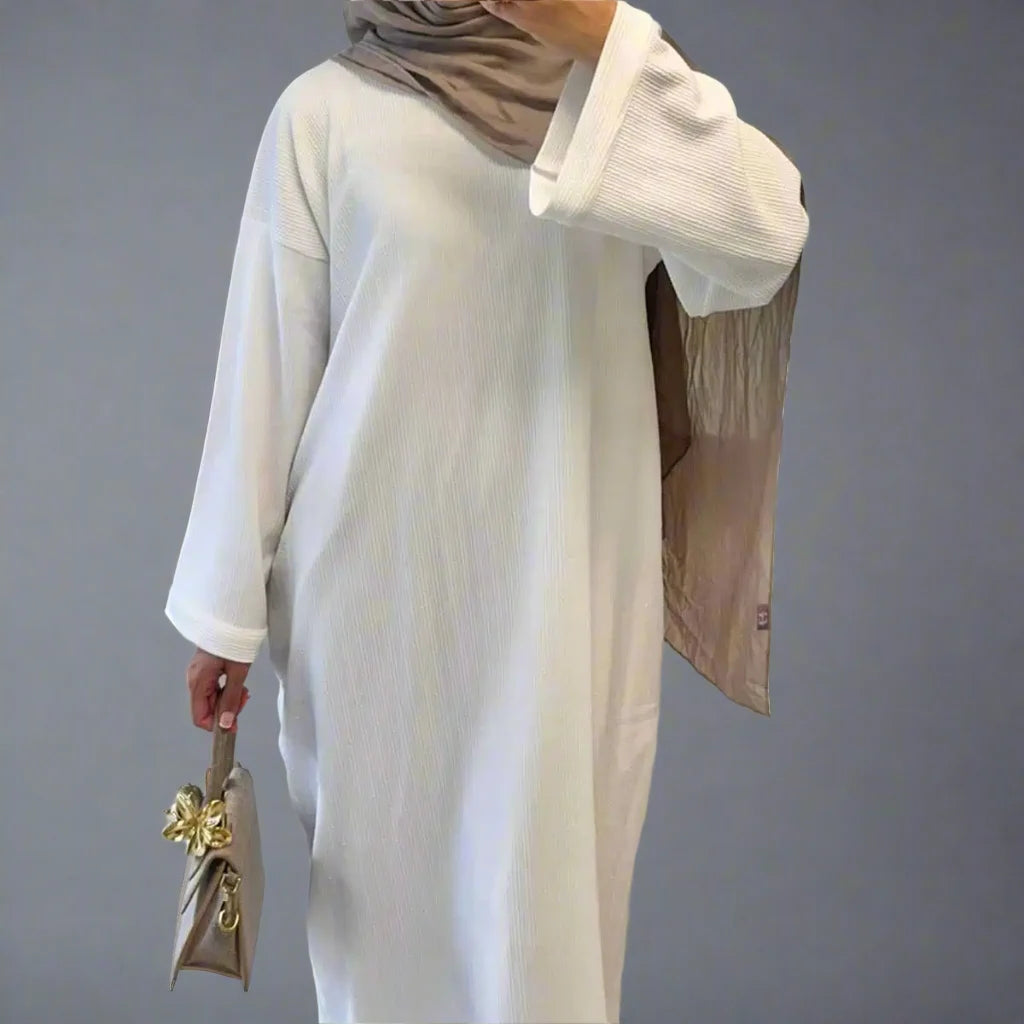 Robe Abaya en velours côtelé épais avec poche pour l'hiver et l'automne #24926
