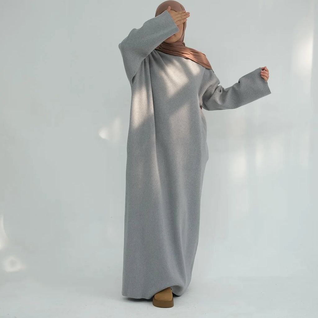 Robe Abaya en tricot épais et épais pour l'hiver et l'automne #24916