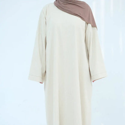Robe Abaya en velours côtelé épais avec poche pour l'hiver et l'automne #24926