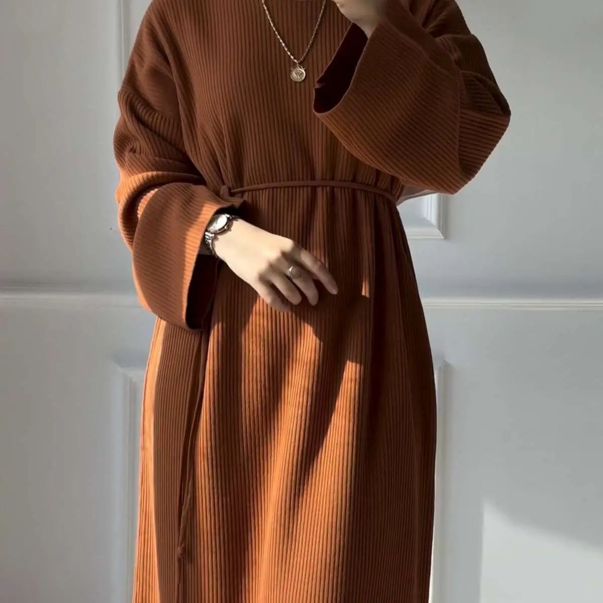 Robe Abaya en tricot épais pour l'hiver et l'automne #24930