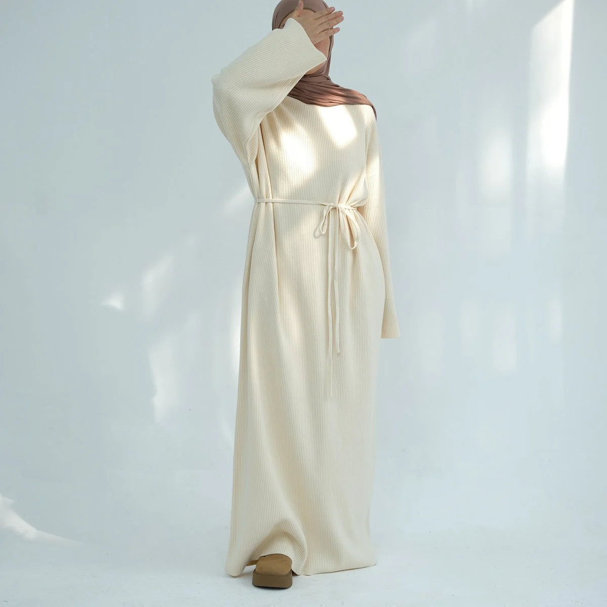 Robe Abaya en tricot épais et épais pour l'hiver et l'automne #24916