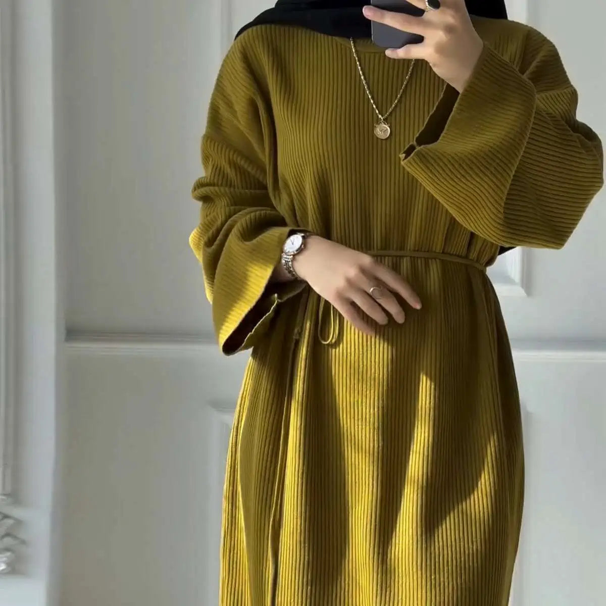 Robe Abaya en tricot épais pour l'hiver et l'automne #24930