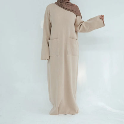 Robe Abaya épaisse en tricot pour l'hiver et l'automne #24917
