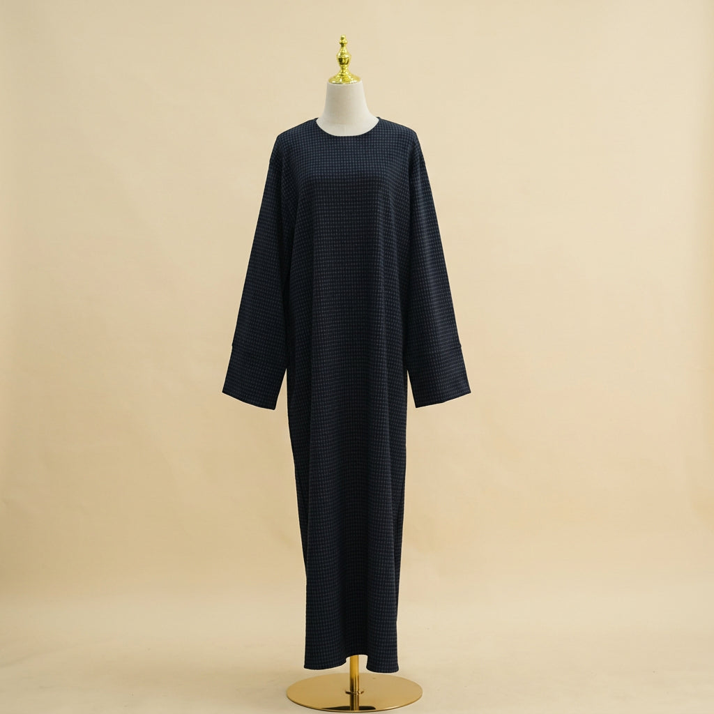 Muslim Women Winter Fall Thick Diamond Jacquard Abaya Dress #261412