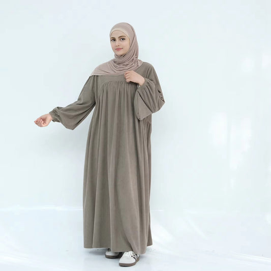 Robe Abaya en velours côtelé épais pour l'hiver et l'automne