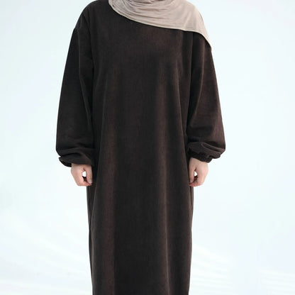 Robe Abaya en velours côtelé hiver-automne #24923