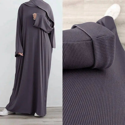 Robe Abaya en tissu tricoté pour femme musulmane, idéale pour l'hiver et l'automne