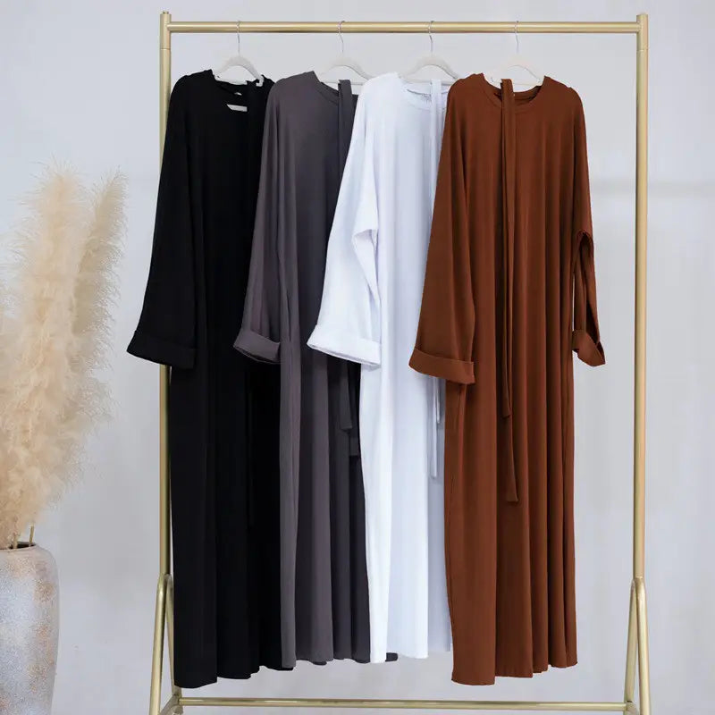 Robe Abaya en tissu tricoté pour femme musulmane, idéale pour l'hiver et l'automne