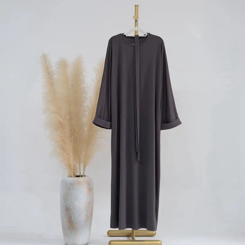 Robe Abaya en tissu tricoté pour femme musulmane, idéale pour l'hiver et l'automne