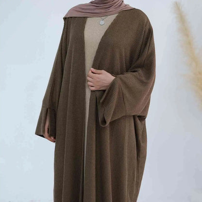 Manteau Abaya ouvert en tricot épais pour l'hiver et l'automne