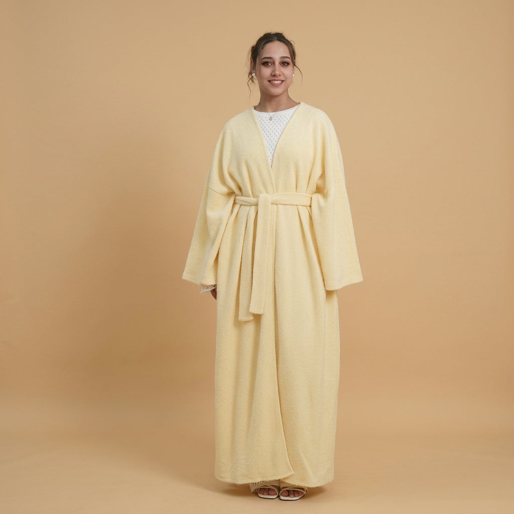 Winter Fall Thick Velvet Open Abaya Dress For Muslim Women #251125