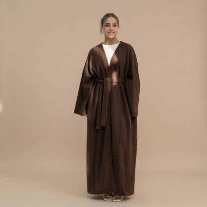 Winter Fall Thick Velvet Open Abaya Dress For Muslim Women #251125