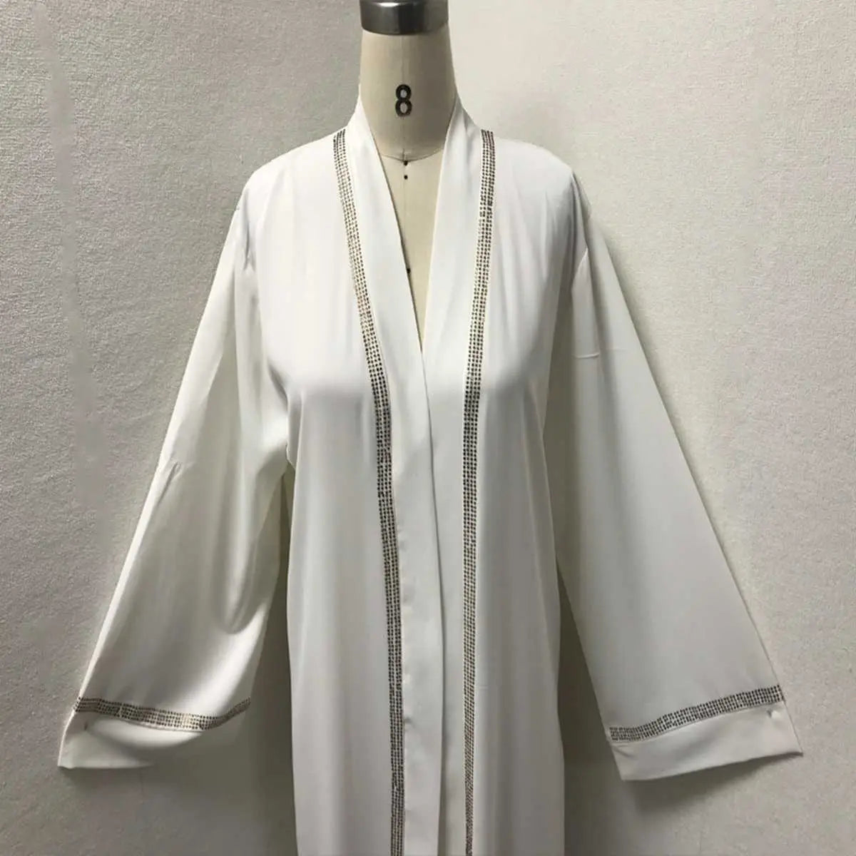 Robe Abaya ouverte avec cardigan et bordure en strass pour femmes musulmanes