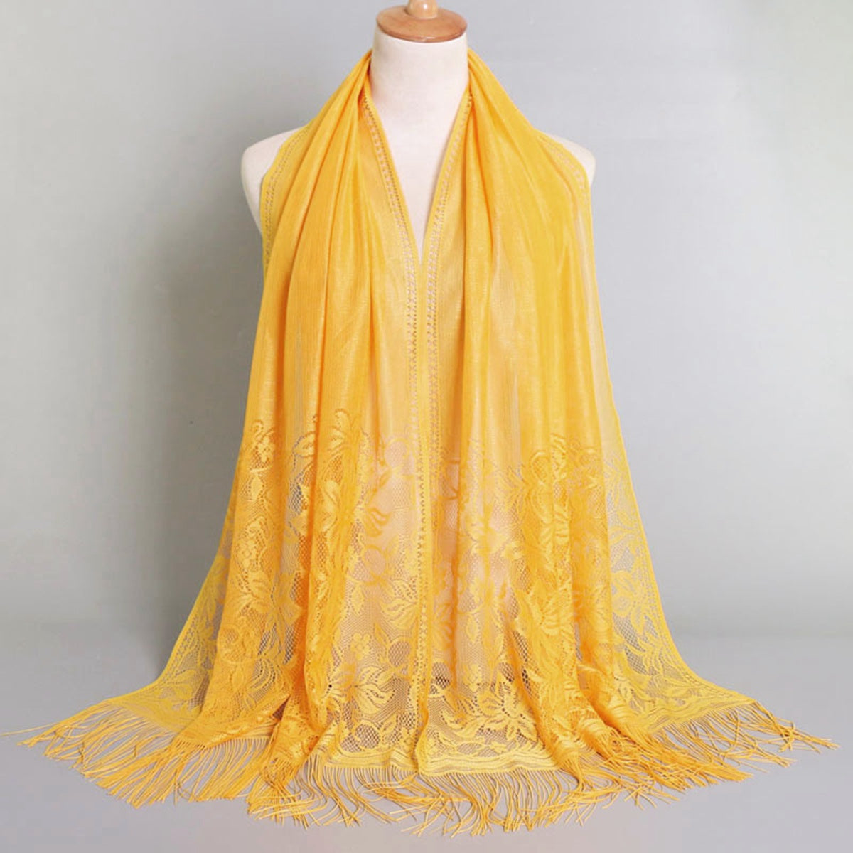 Muslim Women Lace Hollow Tassel Hijab Scarf #26VS069