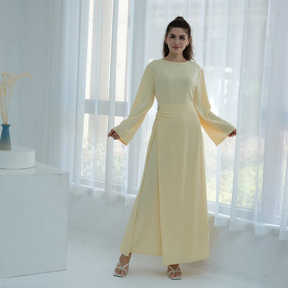 Robe abaya en crêpe avec ceinture à nouer sur le côté #251077