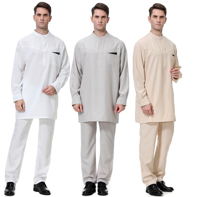 Ensemble 2 pièces haut et pantalon pour homme arabe du Moyen-Orient