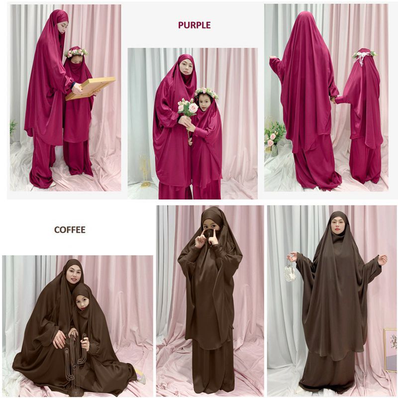 Robe de prière pour femmes musulmanes, jilbab, tenues assorties mère et fille