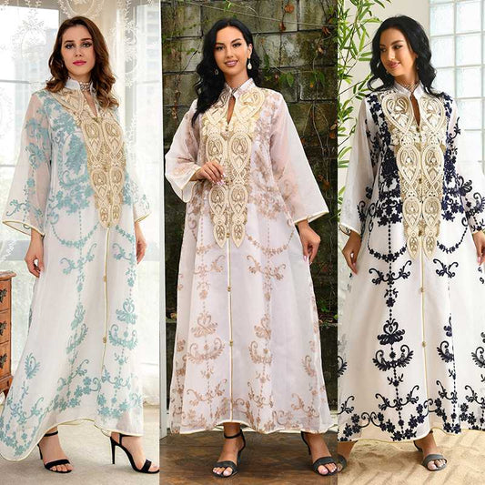 Robe caftan de soirée brodée pour l'Aïd arabe de Dubaï
