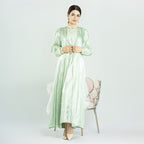 Ensemble 2 pièces pour l'Aïd, robe abaya ouverte en perles, avec abaya extérieure et robe intérieure sans manches