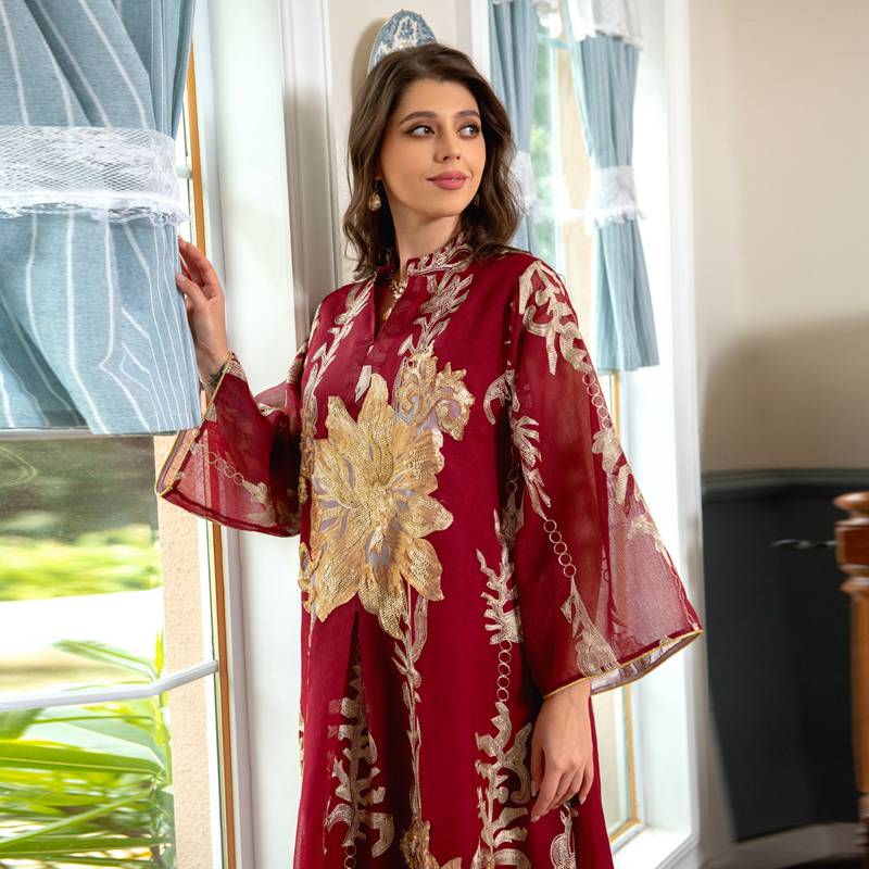 Caftan de luxe pour l'Aïd, robe caftan Jalabiya avec paillettes brodées
