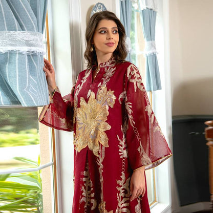 Caftan de luxe pour l'Aïd, robe caftan Jalabiya avec paillettes brodées