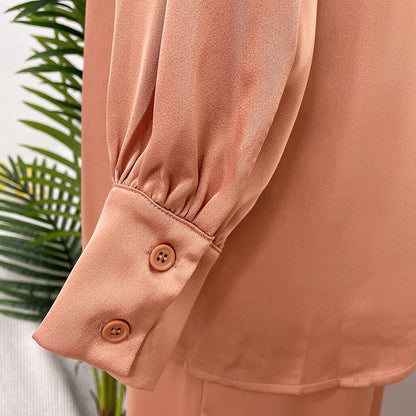 Ensemble de 2 pièces pour femme musulmane, haut et pantalon, tenue de bureau en satin