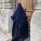 Khimar long en mousseline de soie à 3 couches, 15 options de couleurs pour femmes arabes