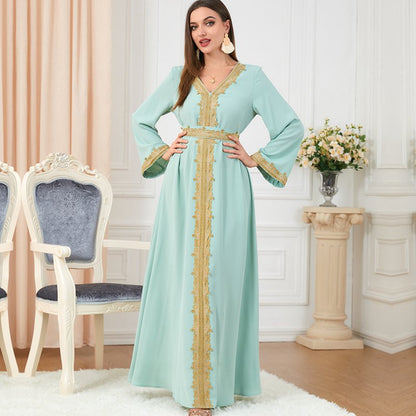 Eid Dress Women Middle East Arab Embroidery Woven Fabric Kaftan Dress Caftan