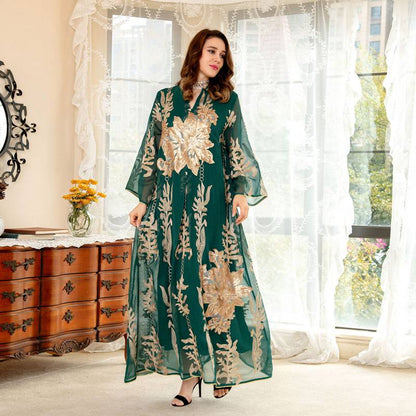 Caftan de luxe pour l'Aïd, robe caftan Jalabiya avec paillettes brodées
