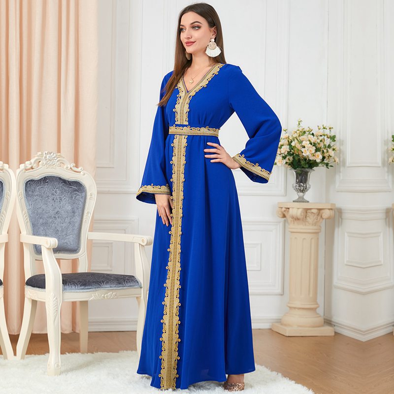 Eid Dress Women Middle East Arab Embroidery Woven Fabric Kaftan Dress Caftan