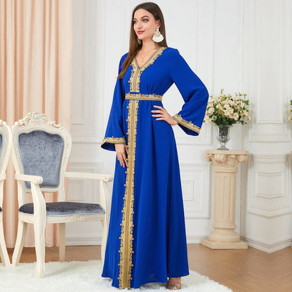 Eid Dress Women Middle East Arab Embroidery Woven Fabric Kaftan Dress Caftan