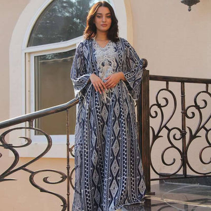 Robe caftan arabe Doris brodée à paillettes pour femme