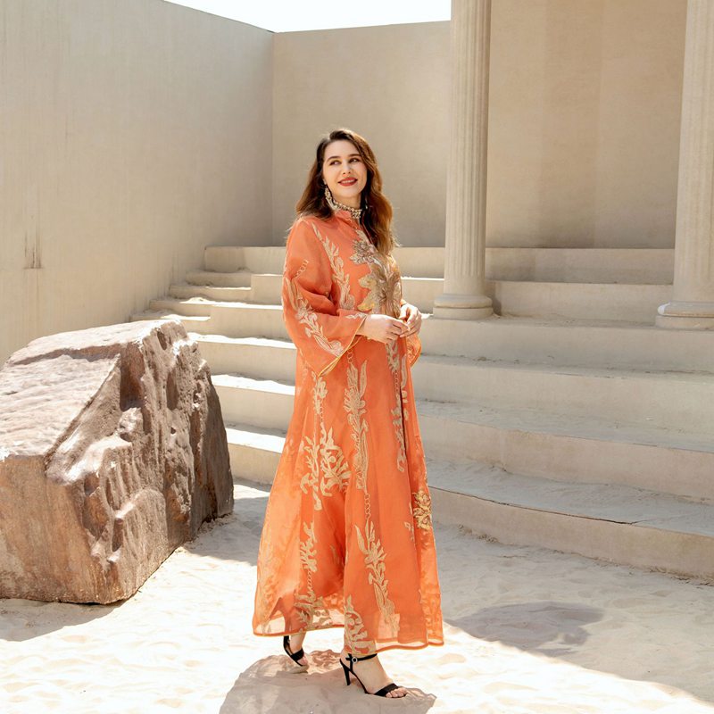 Caftan de luxe pour l'Aïd, robe caftan Jalabiya avec paillettes brodées