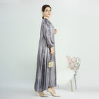 Ensemble 2 pièces pour l'Aïd, robe abaya ouverte en perles, avec abaya extérieure et robe intérieure sans manches