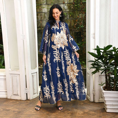 Caftan de luxe pour l'Aïd, robe caftan Jalabiya avec paillettes brodées