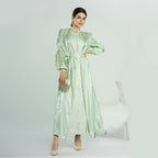 Ensemble 2 pièces pour l'Aïd, robe abaya ouverte en perles, avec abaya extérieure et robe intérieure sans manches